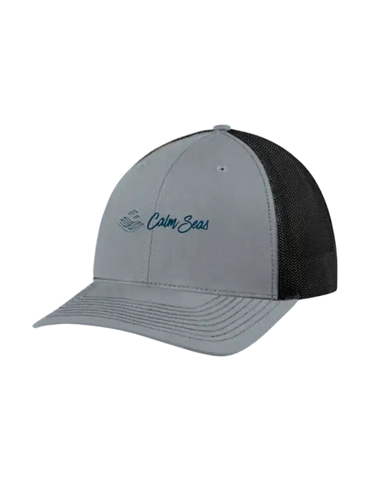 Richardson Adjustable Snapback Original 112 Trucker Cap Heather Grey w/Black Mesh w/Calm Seas Psychotherapy Logo