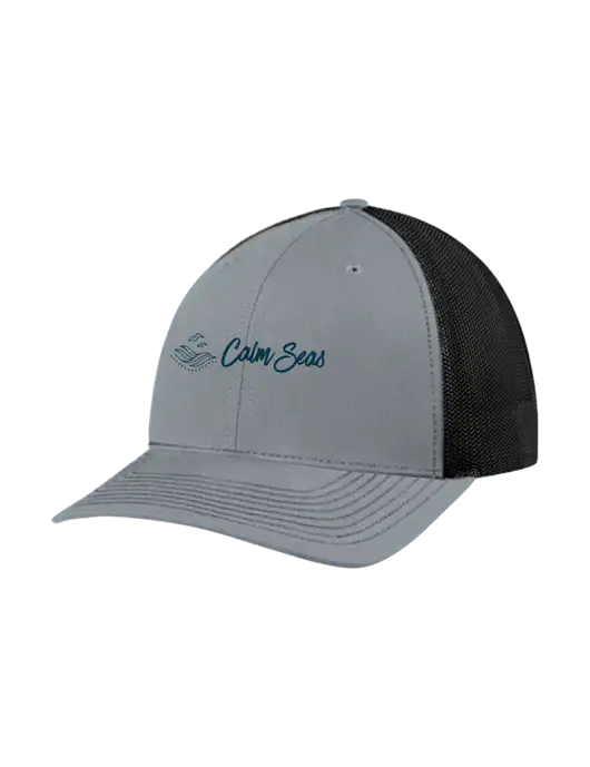 Richardson Adjustable Snapback Original 112 Trucker Cap Heather Grey w/Black Mesh w/Calm Seas Psychotherapy Logo