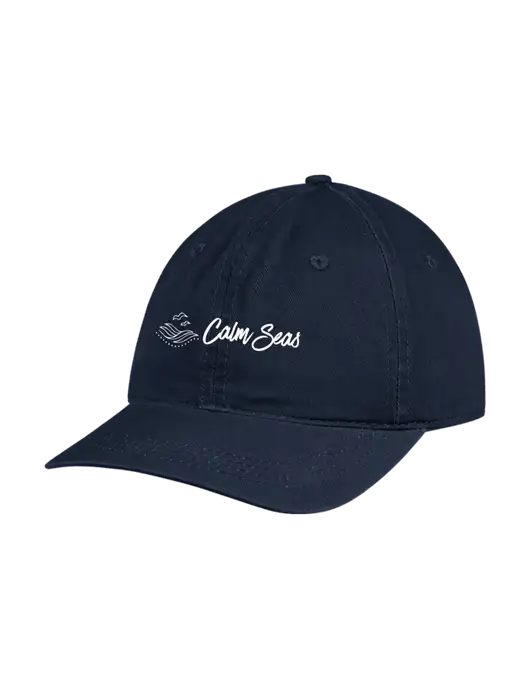 Garment Washed Unstructured Twill Navy Cap w/Calm Seas Psychotherapy Logo