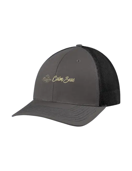 Richardson Adjustable Snapback Original 112 Trucker Cap Dark Grey w/Black Mesh w/Calm Seas Psychotherapy Logo