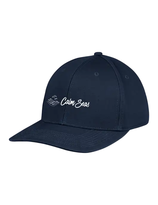 Premium Modern Structured Twill Navy Snapback Cap w/Calm Seas Psychotherapy Logo
