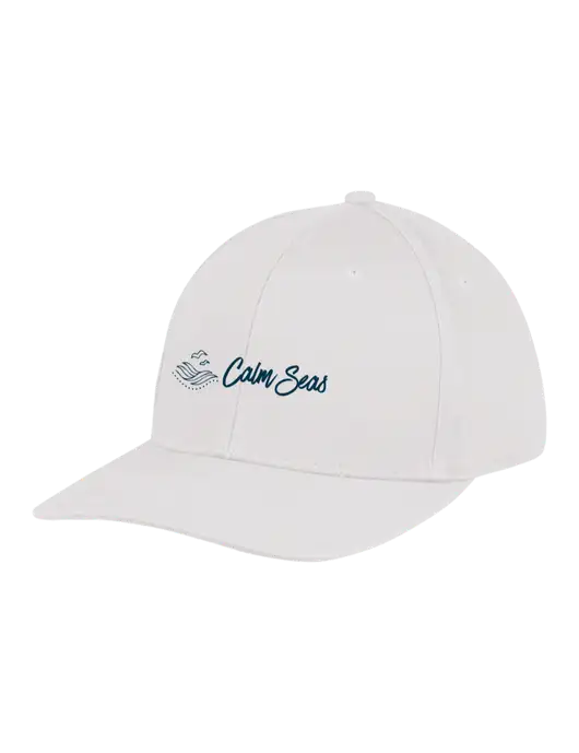 Premium Modern Structured Twill White Snapback Cap w/Calm Seas Psychotherapy Logo