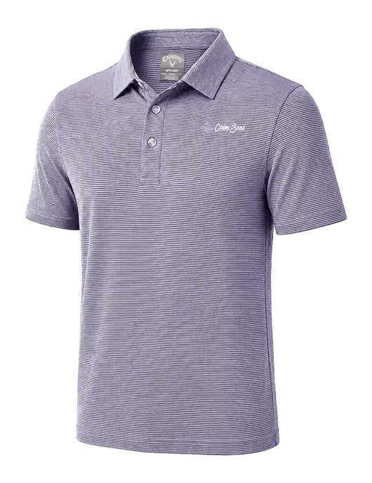 Callaway Navy Fine Line Stripe Polo w/Calm Seas Psychotherapy Logo
