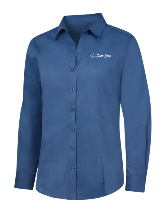 Light Navy Womens Crosshatch Easy Care Shirt w/Calm Seas Psychotherapy Logo