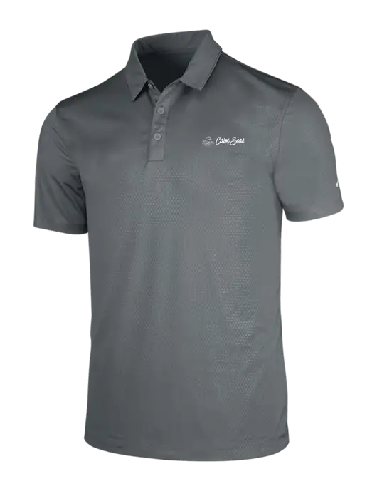 NIKE Medium Grey Dri-Fit Embossed Tri-Blade Polo w/Calm Seas Psychotherapy Logo