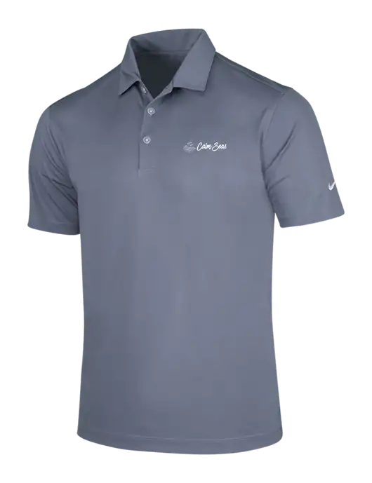 NIKE Medium Grey Dri-Fit Vertical Mesh Polo w/Calm Seas Psychotherapy Logo