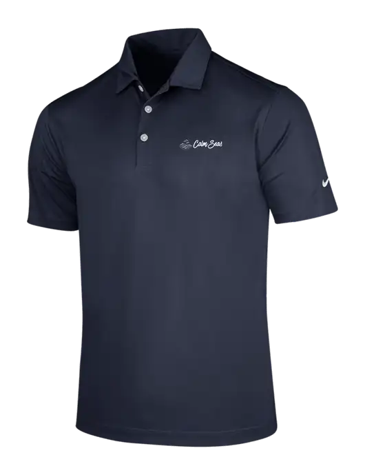 NIKE Dark Navy Dri-Fit Vertical Mesh Polo w/Calm Seas Psychotherapy Logo