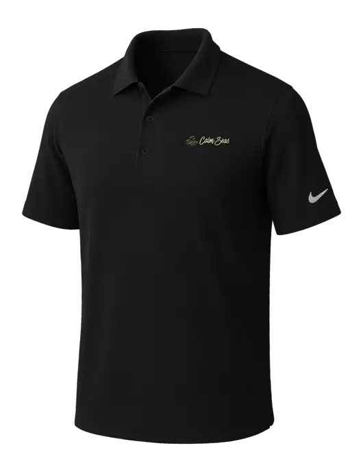 NIKE Black Dri-Fit Micro Pique Polo w/Calm Seas Psychotherapy Logo