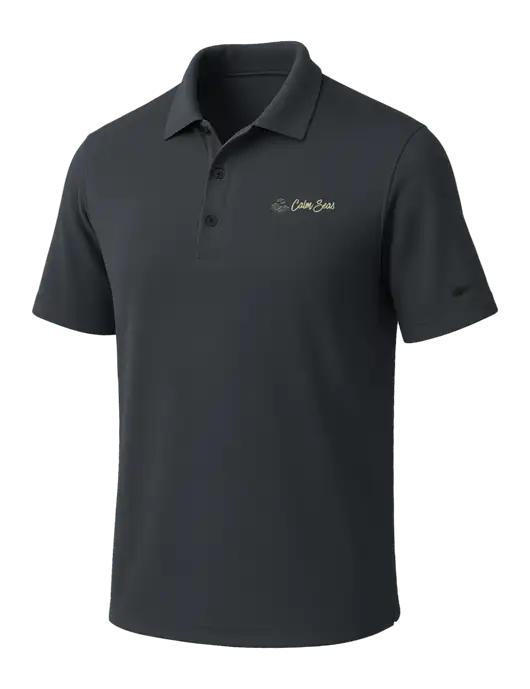 NIKE Dark Grey Dri-Fit Micro Pique Polo w/Calm Seas Psychotherapy Logo