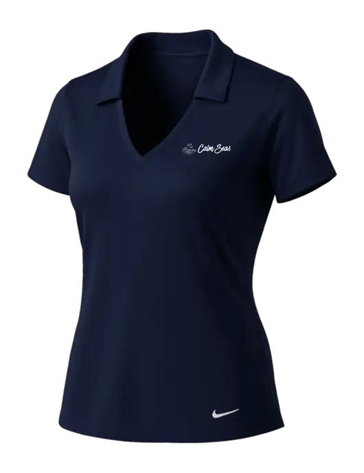 NIKE Dark Navy Womens Dri-Fit Vertical Mesh Polo w/Calm Seas Psychotherapy Logo