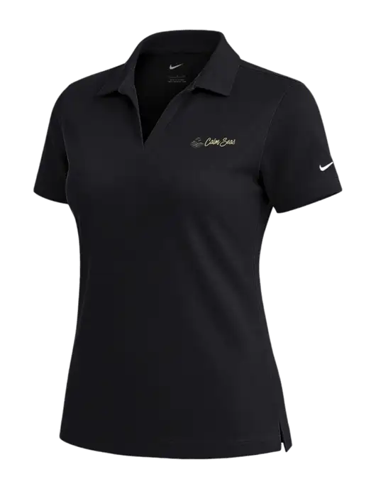 NIKE Black Womens Dri-Fit Micro Pique Polo w/Calm Seas Psychotherapy Logo