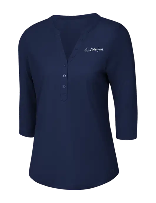 OGIO Navy Jewel Henley w/Calm Seas Psychotherapy Logo