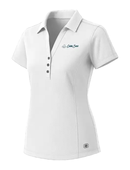 OGIO Womens White ONYX Polo w/Calm Seas Psychotherapy Logo