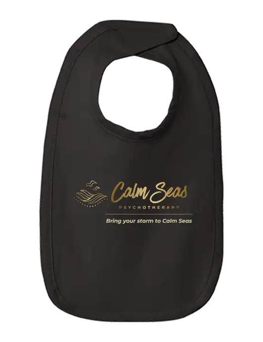 Rabbit Skins Black Infant Premium Jersey Bib w/Calm Seas Psychotherapy Logo
