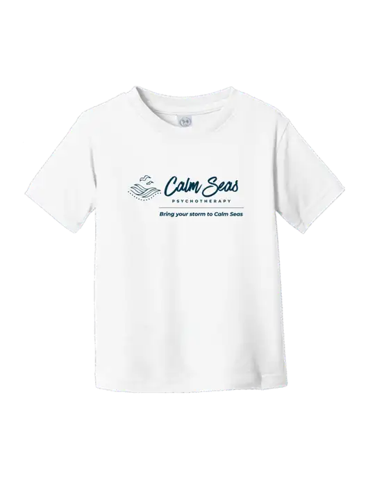 Rabbit Skins White Toddler Fine Jersey Tee w/Calm Seas Psychotherapy Logo
