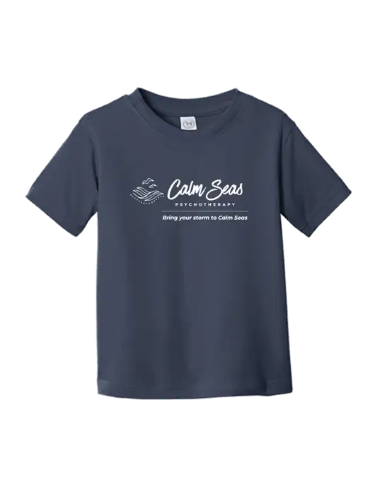Rabbit Skins Navy Toddler Fine Jersey Tee w/Calm Seas Psychotherapy Logo
