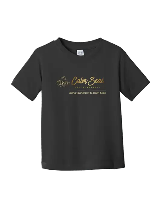 Rabbit Skins Black Toddler Fine Jersey Tee w/Calm Seas Psychotherapy Logo