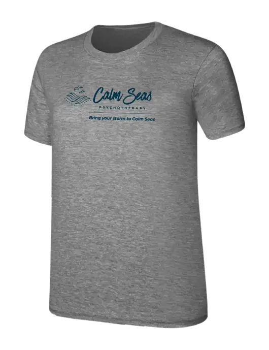 Womens Ring Spun Light Grey Heather 4.5 oz T-Shirt w/Calm Seas Psychotherapy Logo
