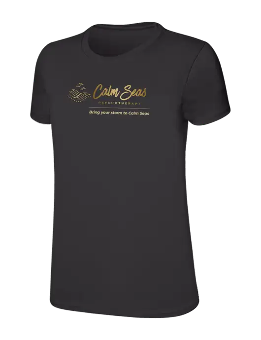 Womens Ring Spun Charcoal 4.5 oz T-Shirt w/Calm Seas Psychotherapy Logo
