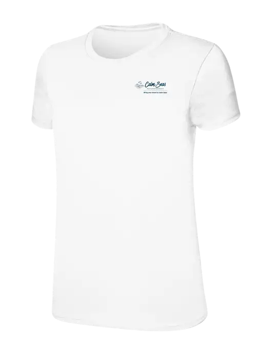Womens Ring Spun White 4.5 oz T-Shirt w/Calm Seas Psychotherapy Logo