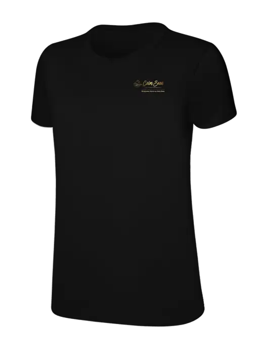 Womens Ring Spun Jet Black 4.5 oz T-Shirt w/Calm Seas Psychotherapy Logo