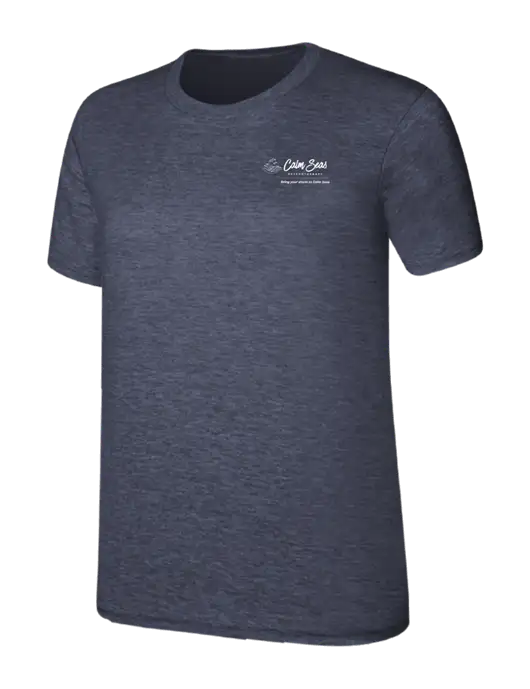 Womens Ring Spun Heather Navy 4.5 oz T-Shirt w/Calm Seas Psychotherapy Logo
