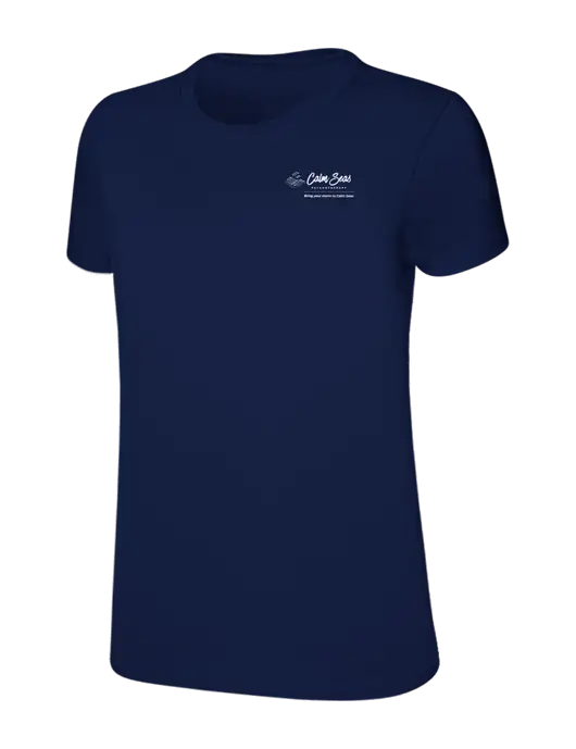 Womens Ring Spun Navy 4.5 oz T-Shirt w/Calm Seas Psychotherapy Logo