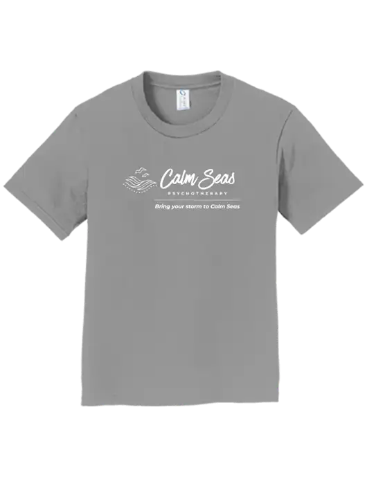 Youth Ring Spun Medium Grey 4.5 oz T-Shirt w/Calm Seas Psychotherapy Logo