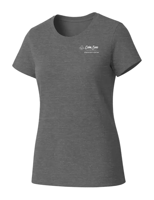 Womens Seriously Soft Grey Frost T-Shirt w/Calm Seas Psychotherapy Logo