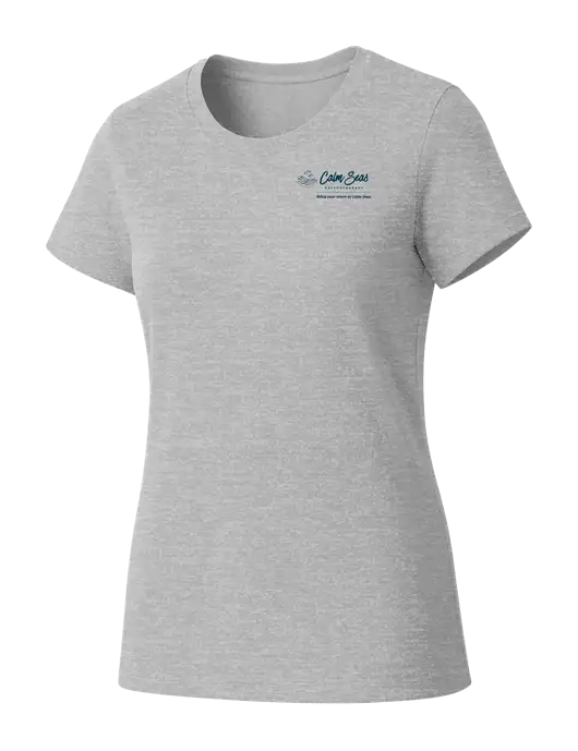 Womens Seriously Soft Light Heathered Grey T-Shirt w/Calm Seas Psychotherapy Logo