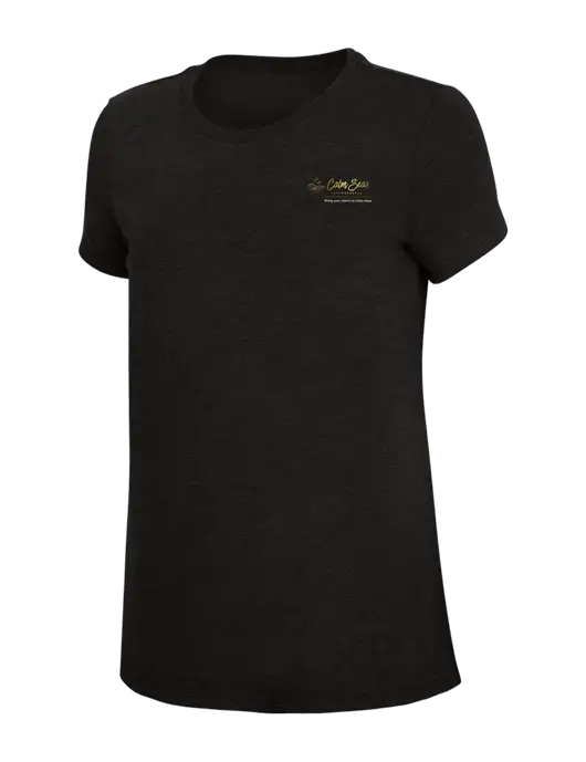 Womens Simply Soft Black 4.5oz Poly/Combed Ring Spun Cotton T-Shirt w/Calm Seas Psychotherapy Logo