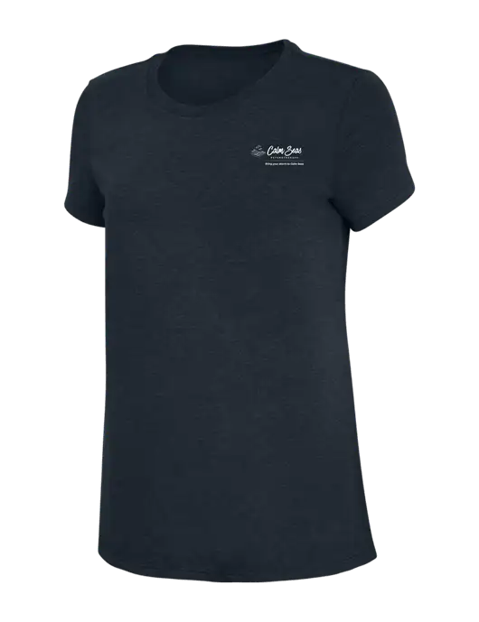 Womens Simply Soft Navy 4.5oz Poly/Combed Ring Spun Cotton T-Shirt w/Calm Seas Psychotherapy Logo