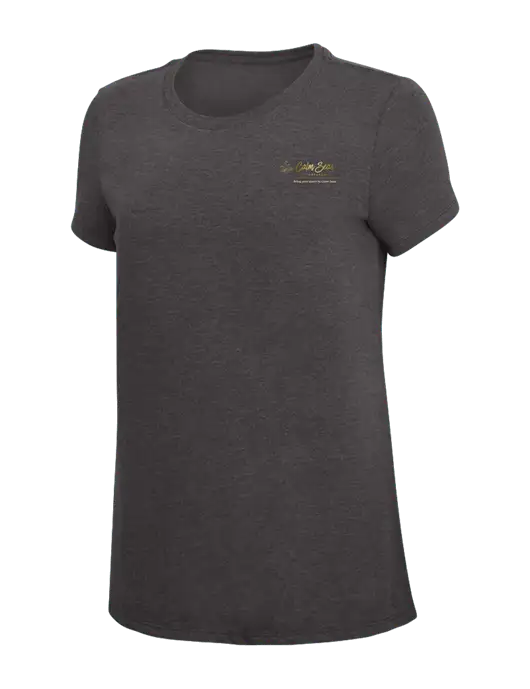 Womens Simply Soft Heather Charcoal 4.5oz  Poly/Combed Ring Spun Cotton T-Shirt w/Calm Seas Psychotherapy Logo