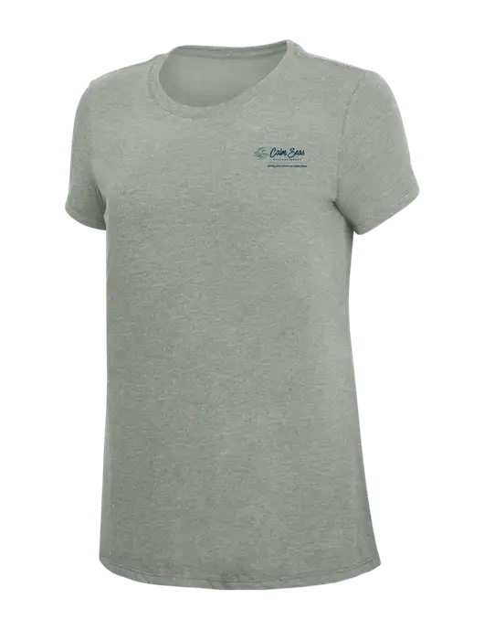 Womens Simply Soft Grey Frost 4.5oz  Poly/Combed Ring Spun Cotton T-Shirt w/Calm Seas Psychotherapy Logo