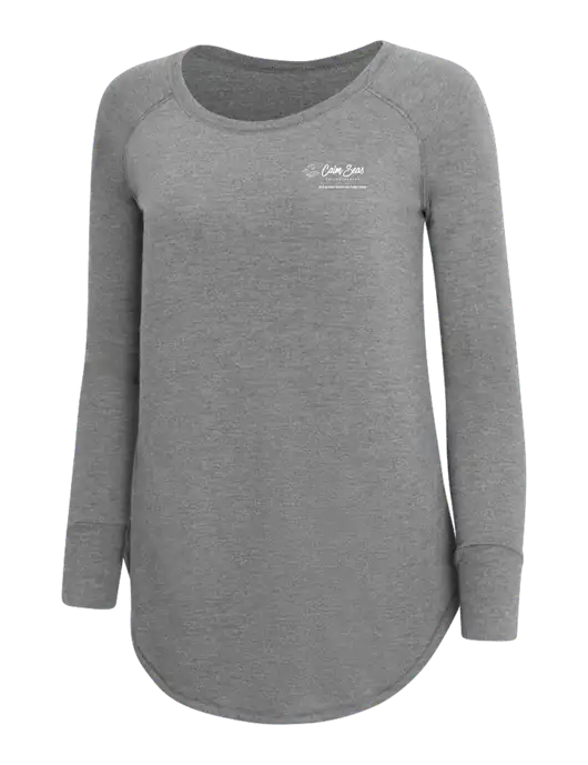 Womens Perfect Wide Collar Tunic Tri-Blend Grey Frost 4.5 oz T-Shirt w/Calm Seas Psychotherapy Logo