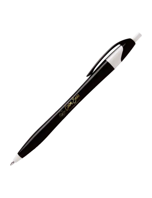 Novella Black/White Executive Pen - Blue Ink w/Calm Seas Logo