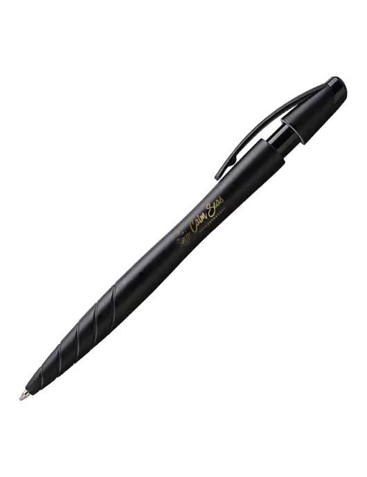 Awali Black Metallic Pen - Black Ink w/Calm Seas Logo