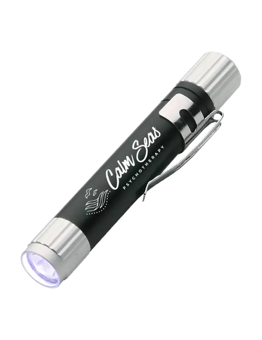 Black Aluminum LED Penlight w/Calm Seas Logo