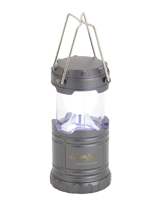 Gunmetal Mini Retro Lantern w/Calm Seas Psychotherapy Logo