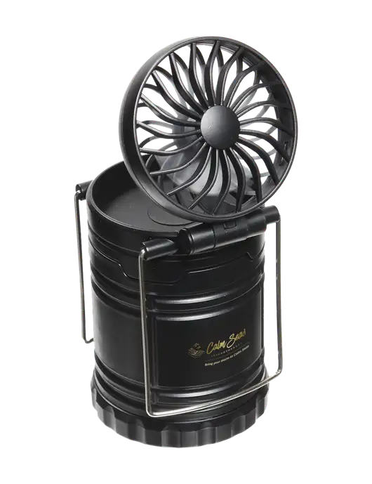 Black Retro Lantern with Fan w/Calm Seas Psychotherapy Logo