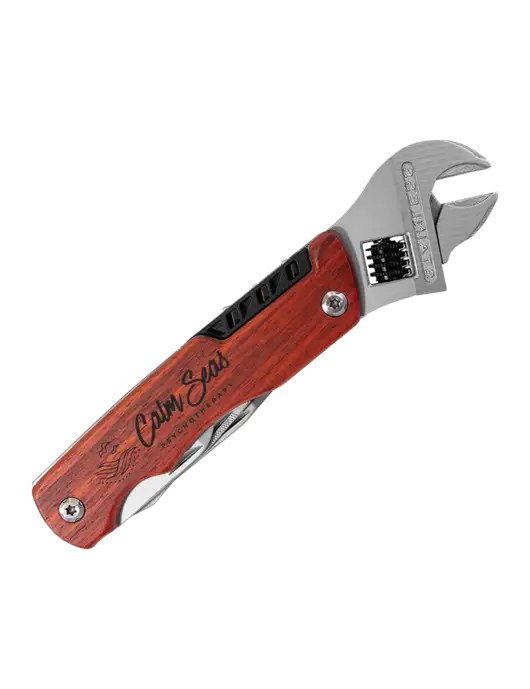 Wood Handle Wrench Multi Tool with Case w/Calm Seas Logo