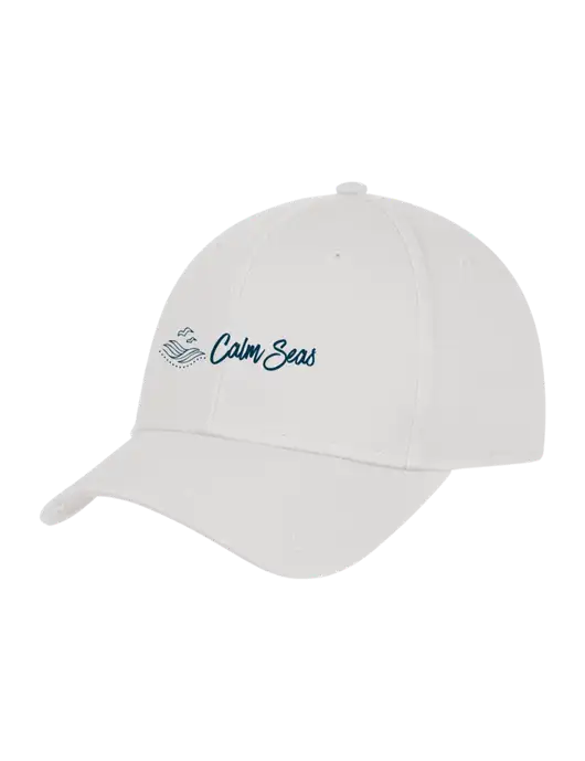 White Structured Cap Hook & Loop w/Calm Seas Psychotherapy Logo