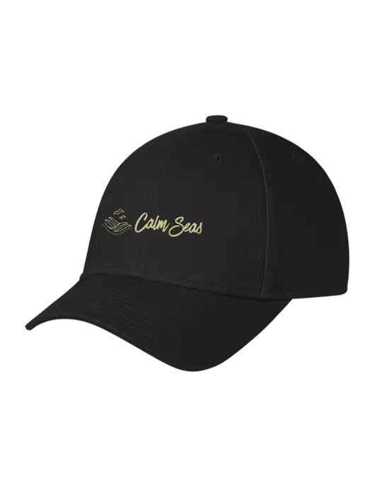 Black Structured Cap Hook & Loop w/Calm Seas Psychotherapy Logo