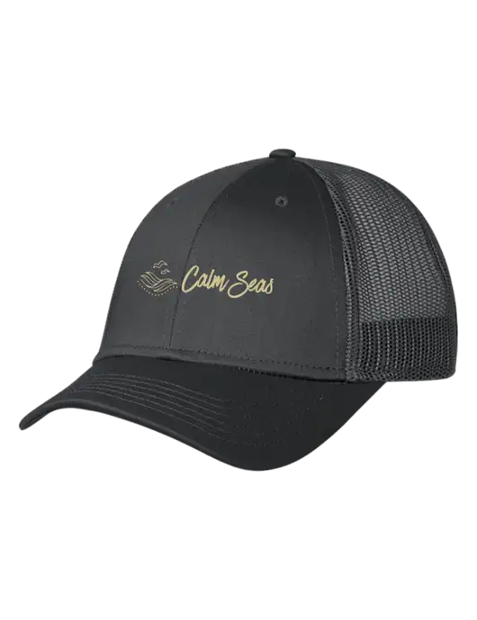 Charcoal Mesh Trucker Cap Snap Back w/Calm Seas Psychotherapy Logo