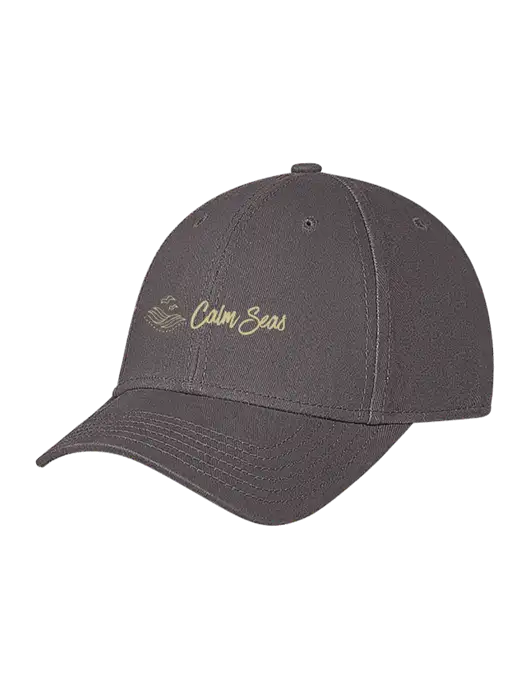 Medium Dark Grey Structured Soft Snap Closure Hook & Loop Cap w/Calm Seas Psychotherapy Logo