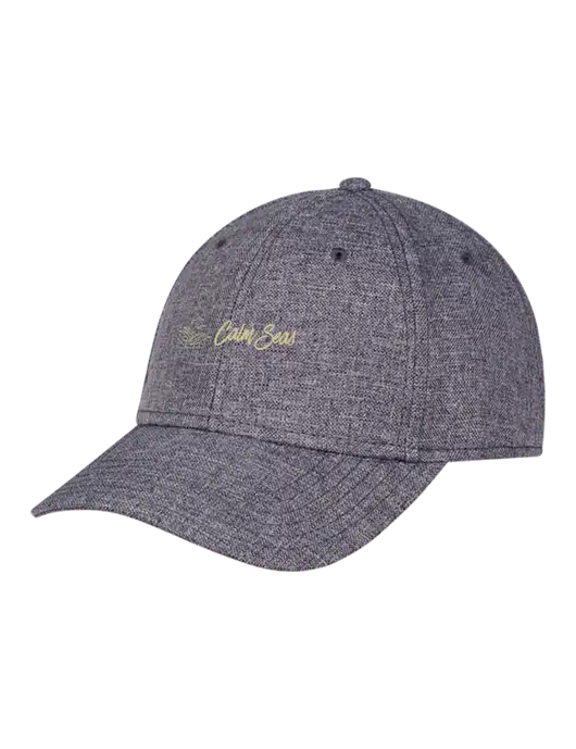 Heather Charcoal Structured Linen Look Cap Hook & Loop w/Calm Seas Psychotherapy Logo