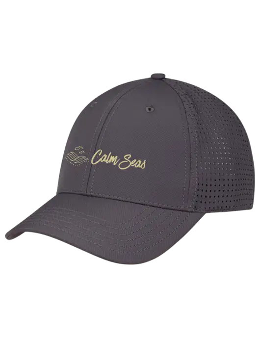 Charcoal Performance Stretchable Cap Hook & Loop w/Calm Seas Psychotherapy Logo