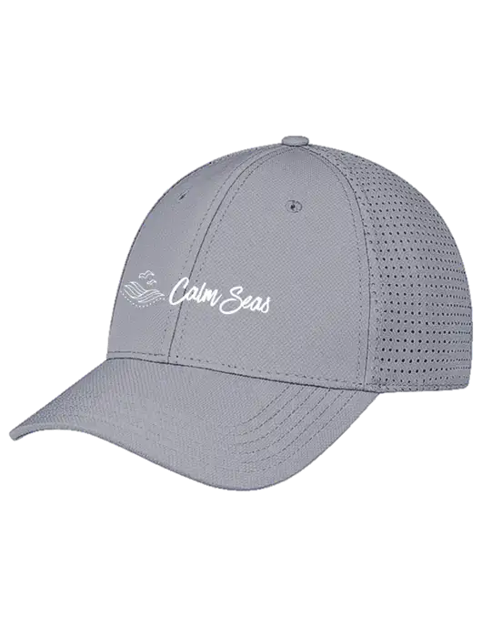 Grey Performance Stretchable Cap Hook & Loop w/Calm Seas Psychotherapy Logo