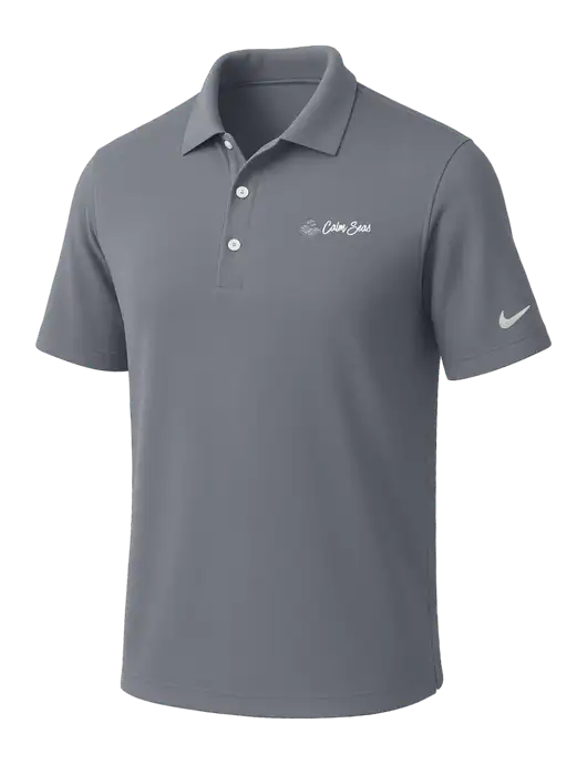 NIKE Medium Grey Dri-Fit Micro Pique Polo w/Calm Seas Psychotherapy Logo