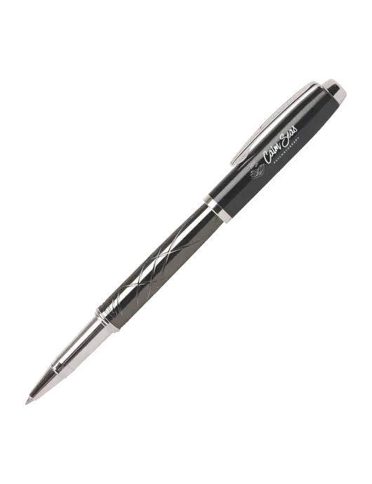 Modernist Black Rollerball Pen - Black Ink w/Calm Seas Logo